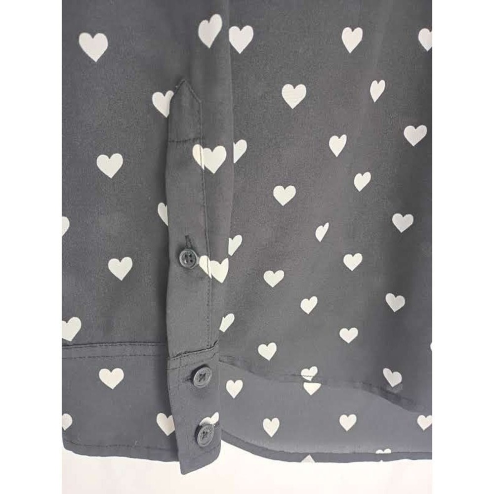 Equipment Femme Romantic Black Heart‎ Print Button Down Blouse Fits S NWOT $280 - Picture 11 of 12